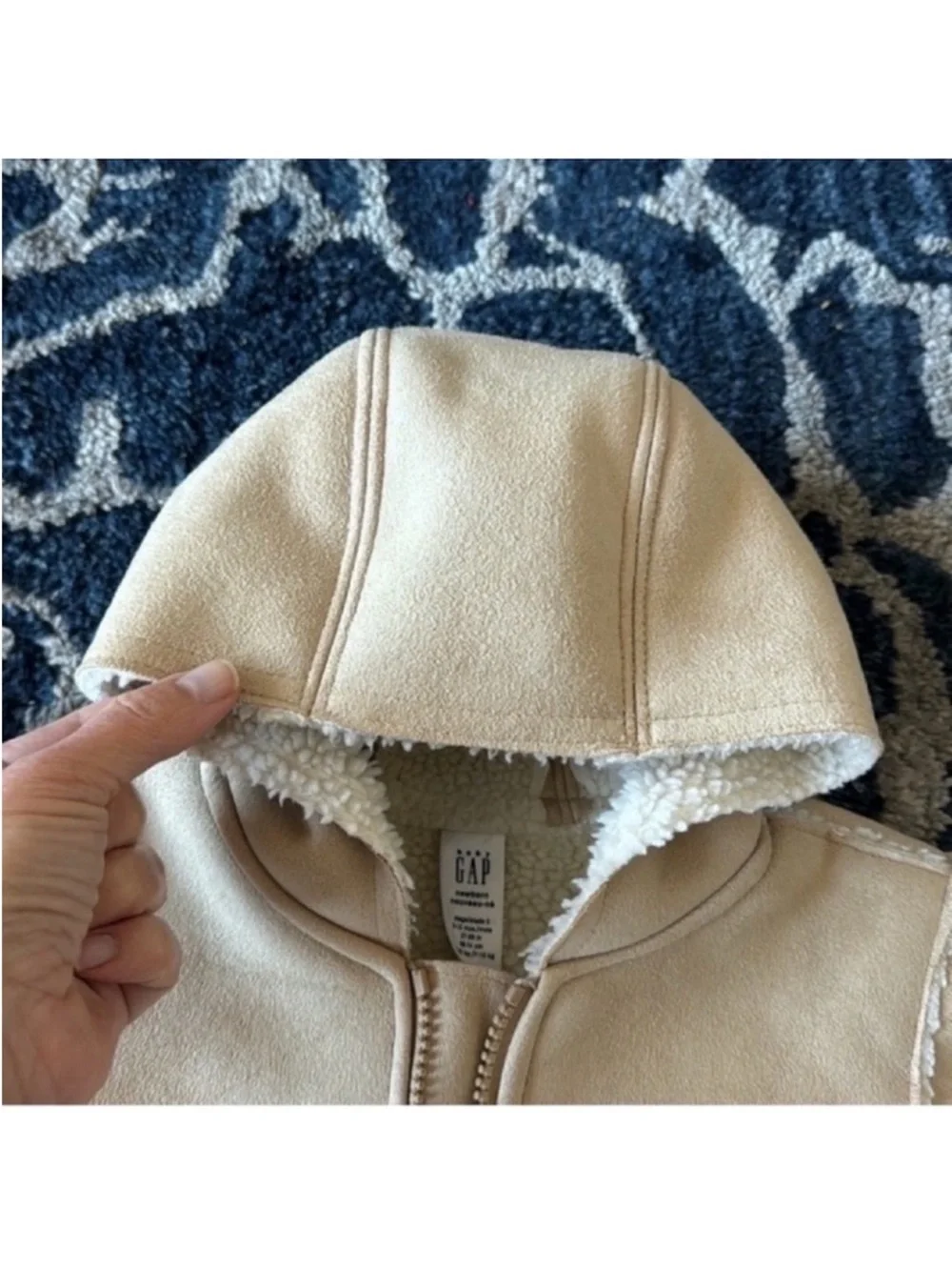 Gap Baby/Kids/Boys/Girls Faux Suede Shearling Zip Hooded Jacket/Coat Sz 6-12M